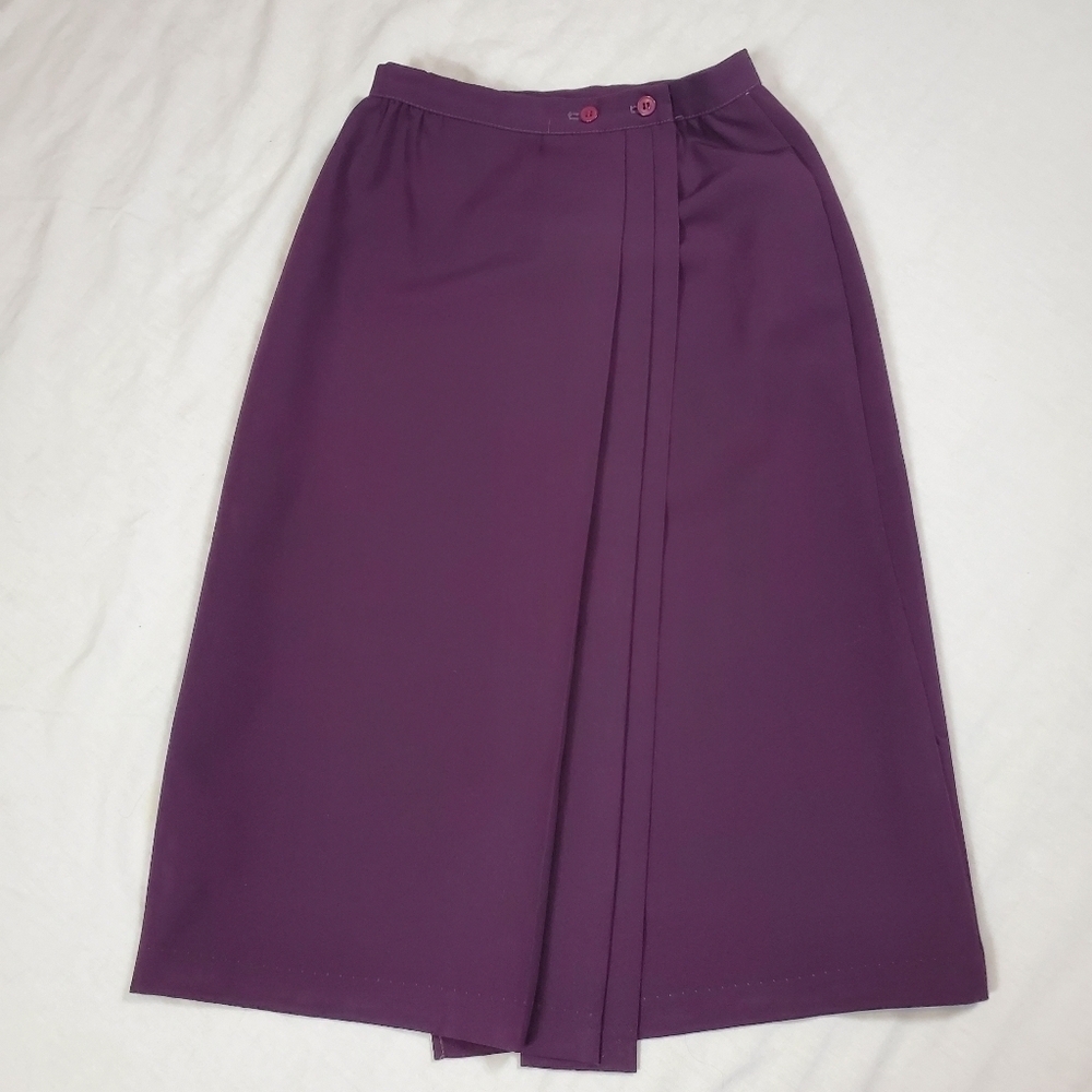 Clyde Vintage pleated purple wrap skirt size XS 24" Waist